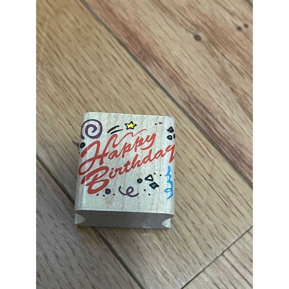 Happy Birthday Rubber Stamp Cursive Font Scrapbooking/Crafting